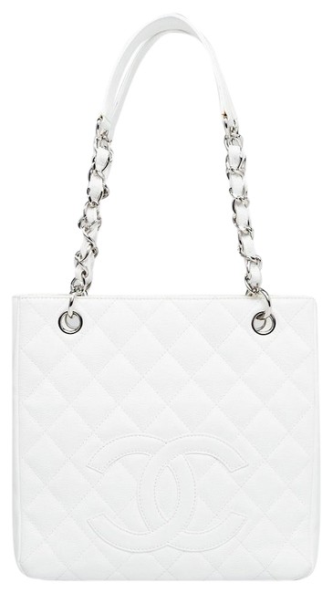 Chanel Shopping Quilted Blanc White Caviar Leather Tote