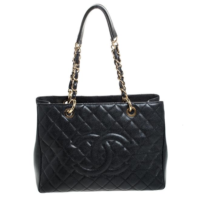 Chanel Shopping Quilted Caviar Grand Black Leather Tote