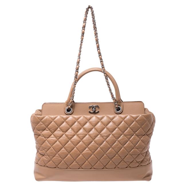 Chanel Shopping Quilted Cc Shopper Beige Leather Tote