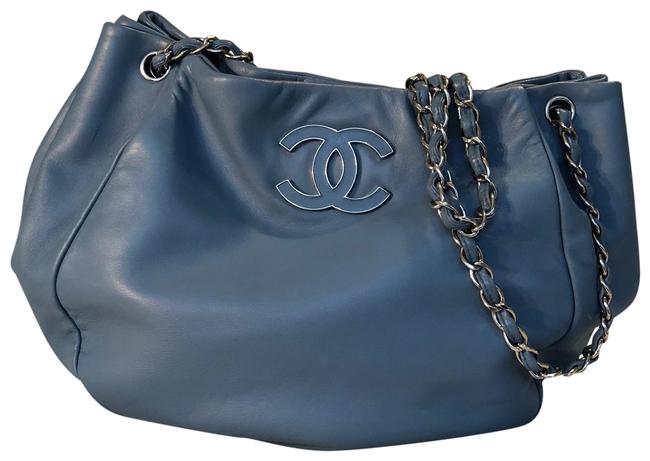 Chanel Shopping Sensual Cc Soft Light Blue Lambskin Leather Tote