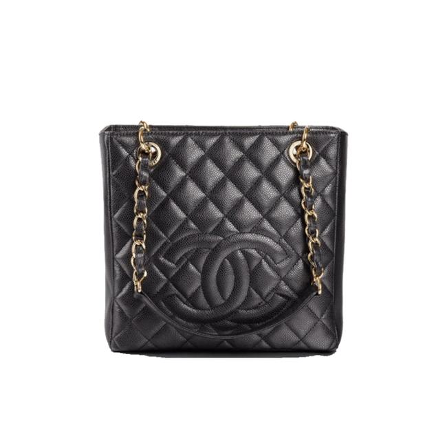 Chanel Shopping Caviar Petite Black Leather Tote