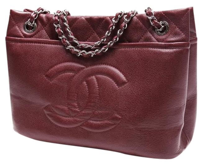 Chanel Shopping Burgundy Caviar Leather Tote