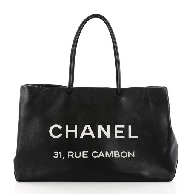 Chanel Shopping Cambon Essential 31 Rue Medium Black Leather Tote