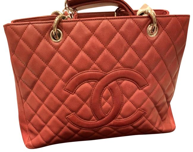 Chanel Shopping Caviar Grand Dark Red Leather Tote