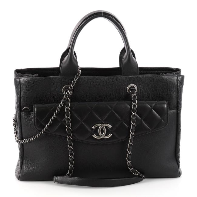 Chanel Shopping Coco Large Black Caviar Leather Tote