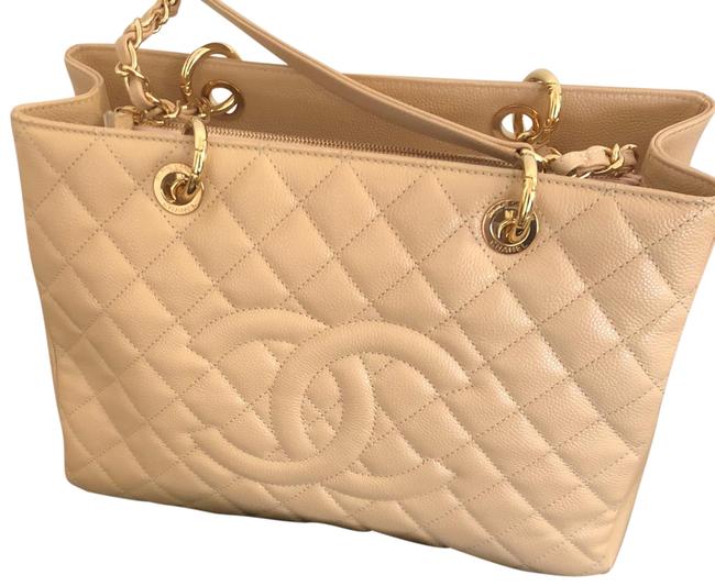 Chanel Shopping Cream Leather Tote