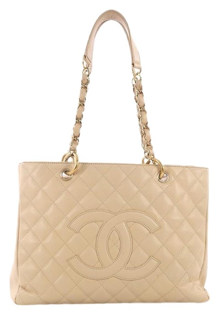 Chanel Shopping Grand Quilted Caviar Nude Leather Tote