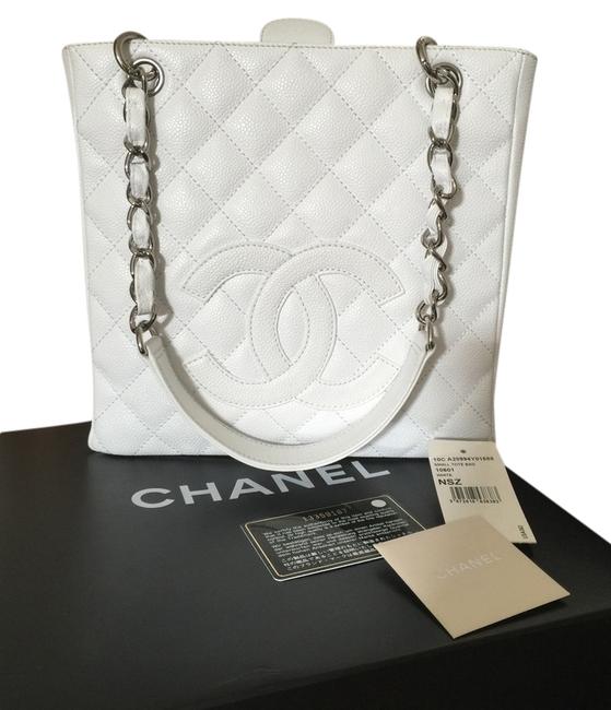 Chanel Shopping Petit White Caviar Tote