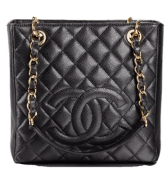 Chanel Shopping Petite Black Caviar Leather Tote