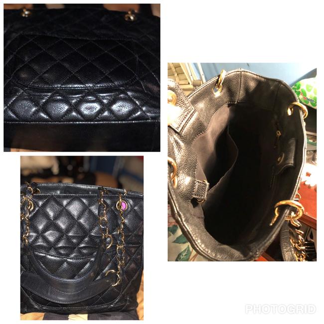 Chanel Shopping Pst Black Leather Tote