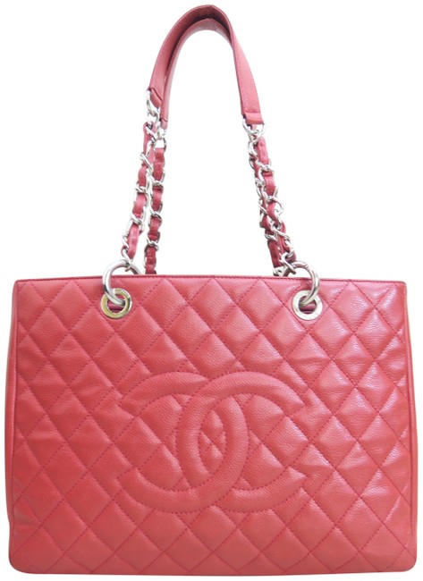 Chanel Shopping Shoulder Red Caviar Tote