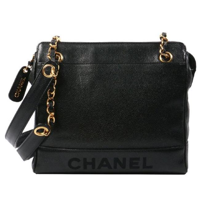 Chanel Shopping Vintage Black Caviar Leather Tote