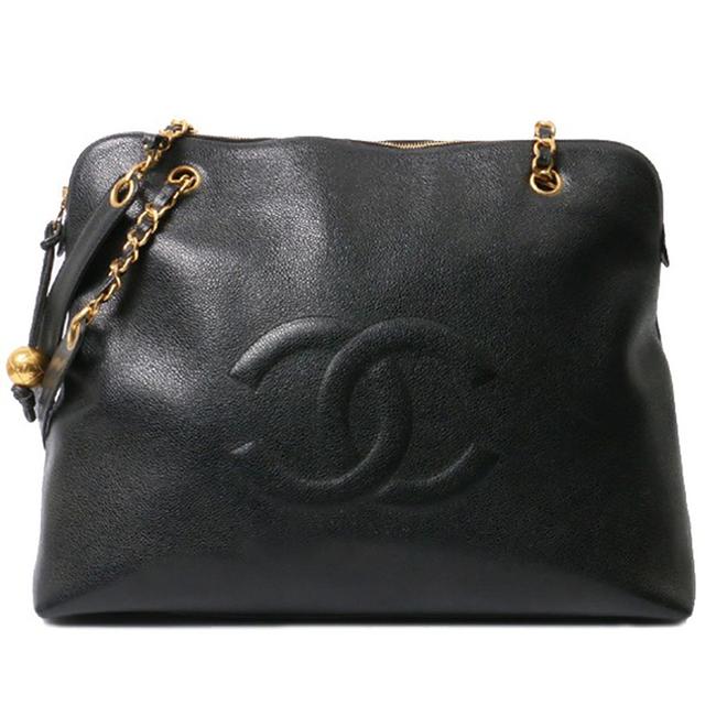Chanel Shopping Vintage Jumbo Black Caviar Leather Tote
