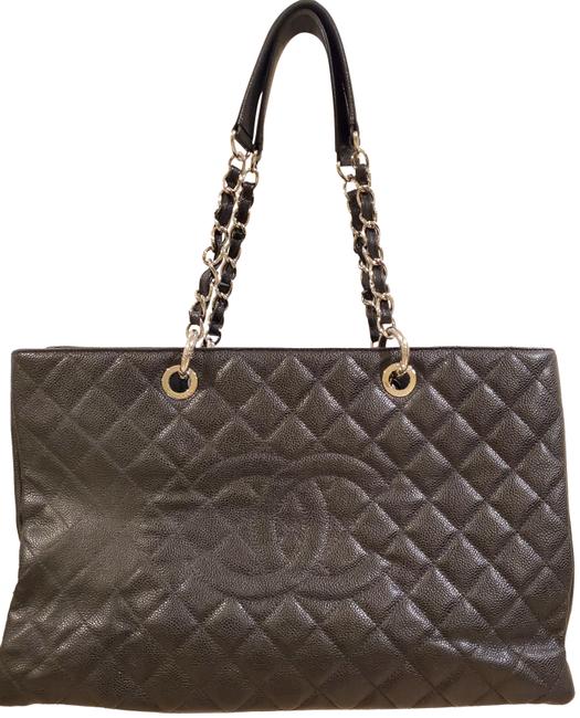 Chanel Shopping Tote XL Grand Caviar Black and Silver Leather Shoulder Bag