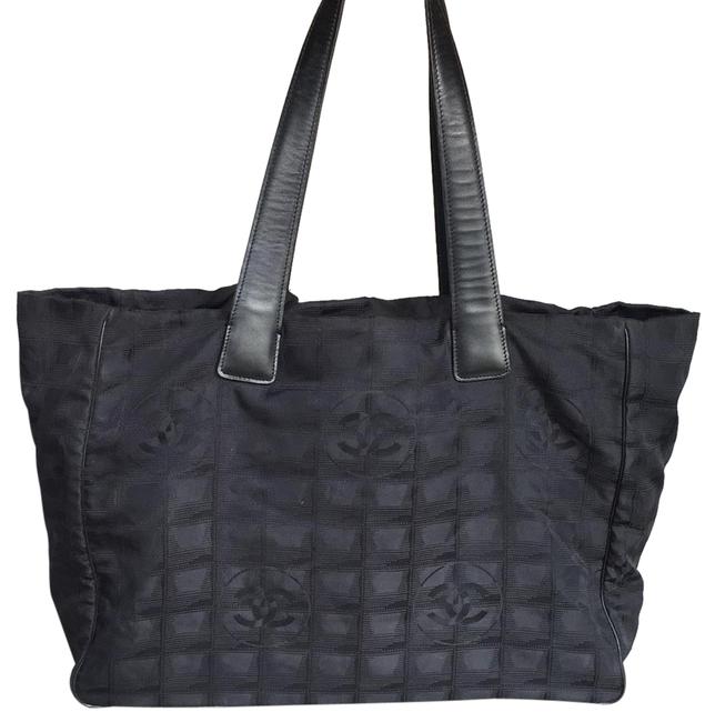 Chanel Shopping Travel Line Black Canvas Tote