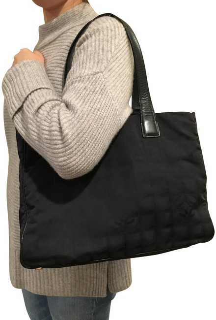 Chanel Shopping Travel Line Black Nylon Tote