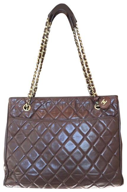 Chanel Shopping Vintage Brown Leather Tote