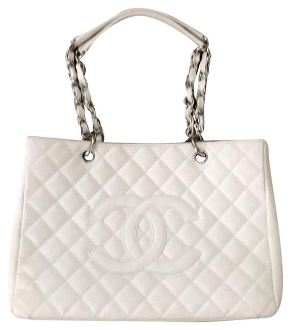 Chanel Shopping White Leather Tote