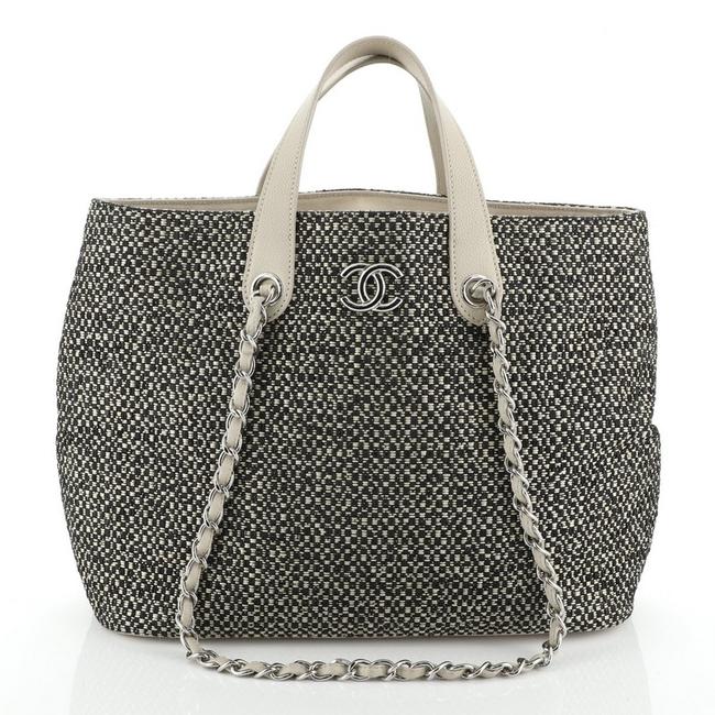 Chanel Shopping Woven Large Black Straw Tote