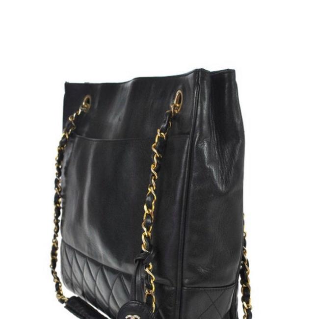 Chanel Shoulder Bag Black Leather Tote