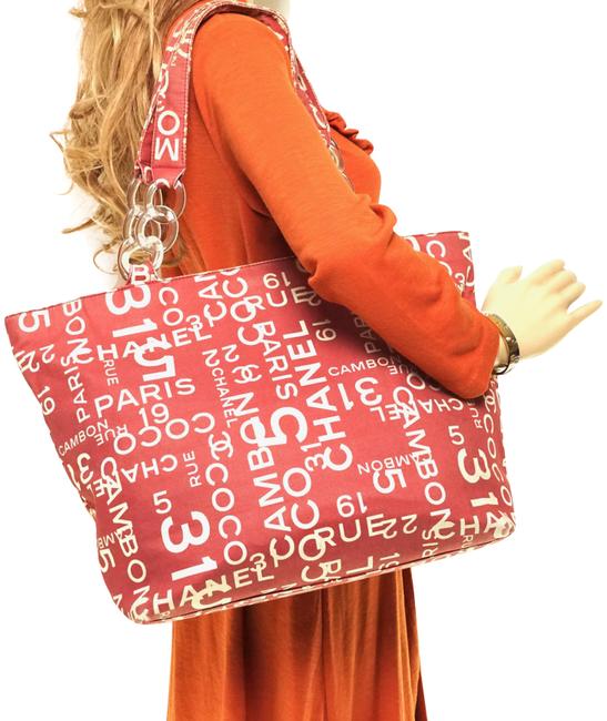 Chanel Shoulder Bag Canvas #1334c16 Red Tote
