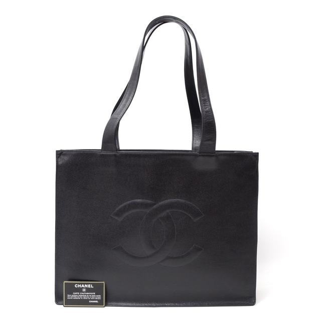 Chanel Shoulder Bag Caviar Jumbo Black Leather Tote