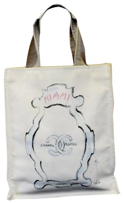 Chanel Shoulder Bag Cc Logos Leather Italy White Canvas Tote