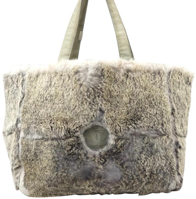 Chanel Shoulder Bag Cc Mark Pouch Fur #4011c20 Gray Tote