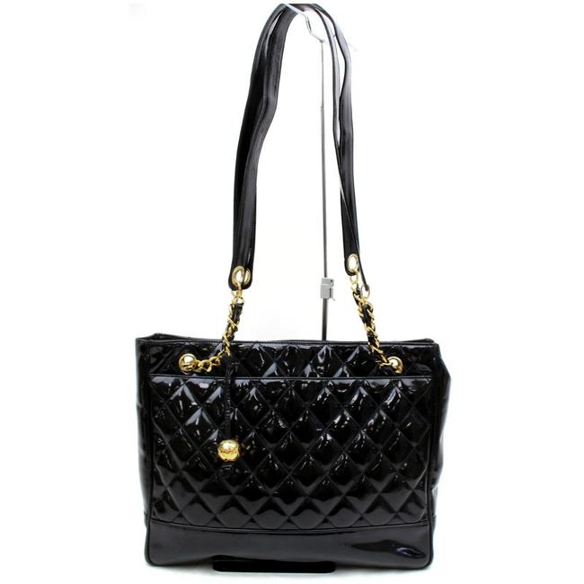 Chanel Shoulder Bag Quilted Patent Leather #4270c32 Black Tote