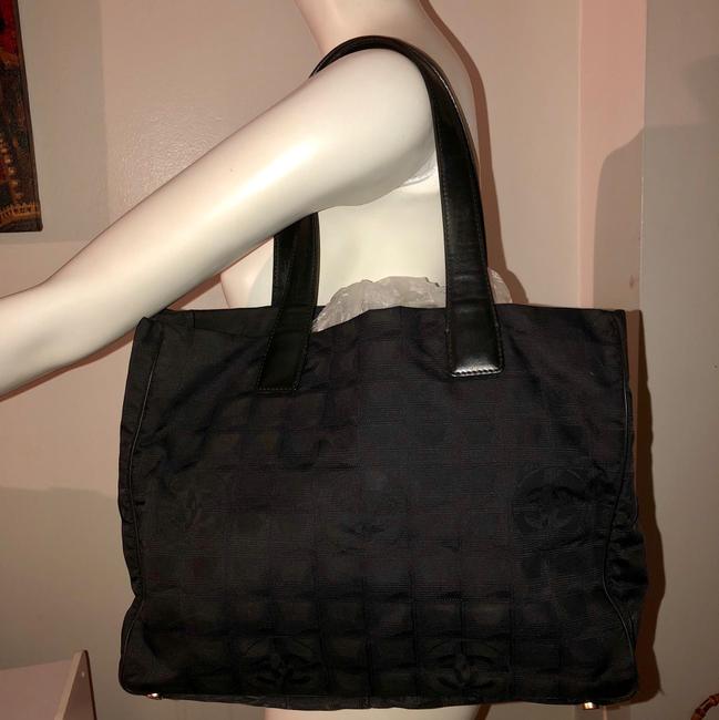 Chanel Shoulder Black NylonLeather Tote
