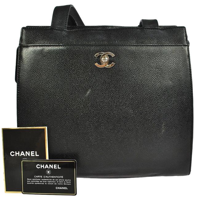 Chanel ShoulderTote 540 Black Caviar Leather Tote