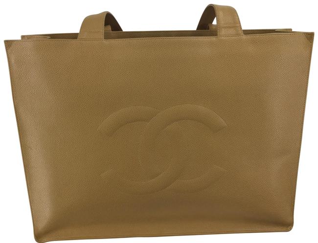 Chanel Skin Beige Caviar Leather Tote