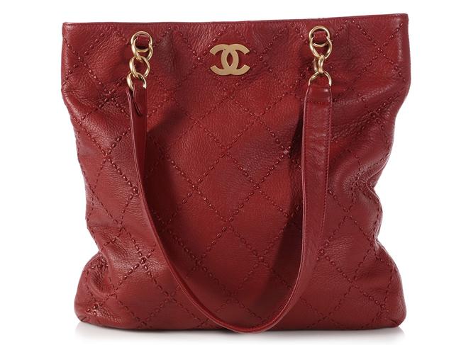 Chanel Slim Quilted Soft Red Leather Tote