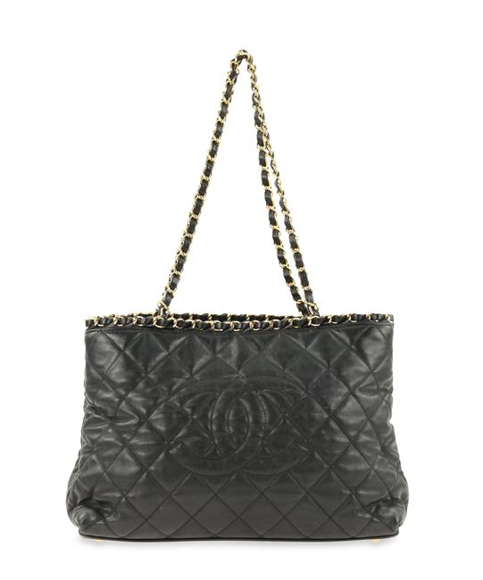 Chanel Small Chain Me Black Calfskin Leather Tote