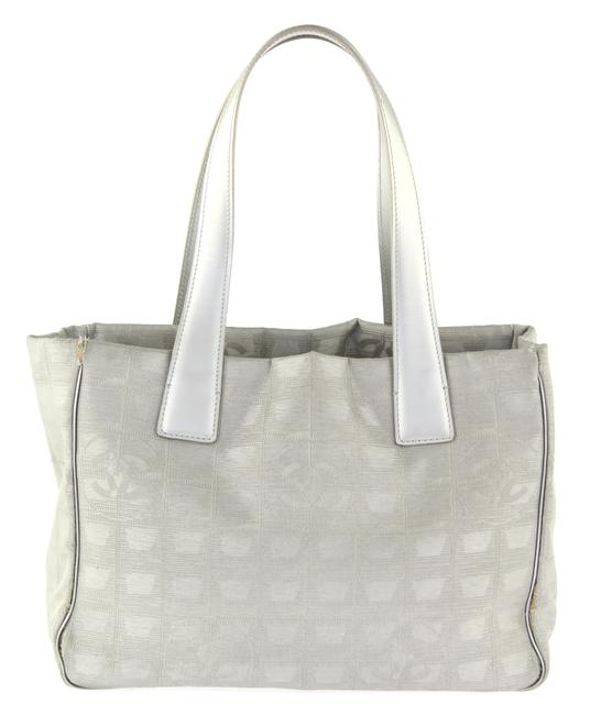 Chanel Small Travel Line Gray Canvas Tote