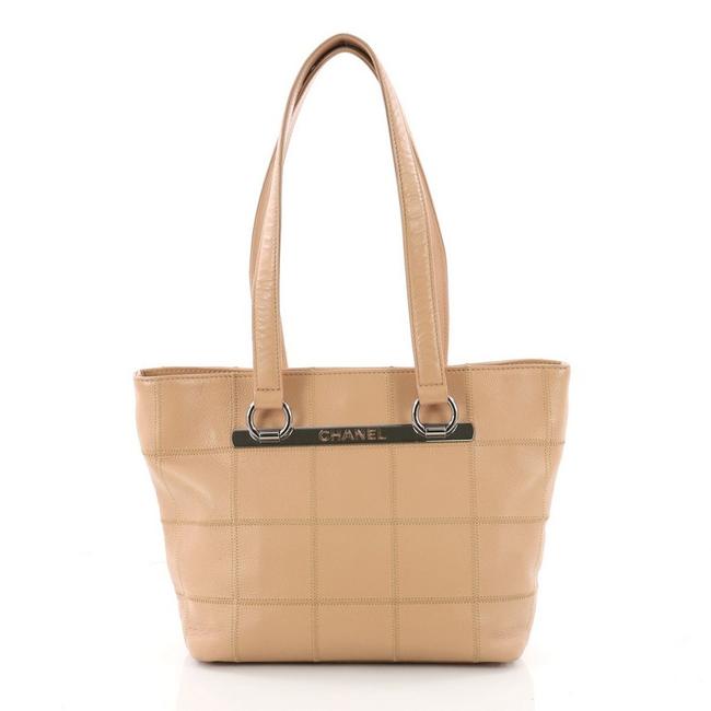 Chanel Square Stitch Caviar Small Tan Leather Tote