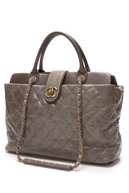 Chanel Bag Stingray Bindi Gray Calfskin Leather Tote