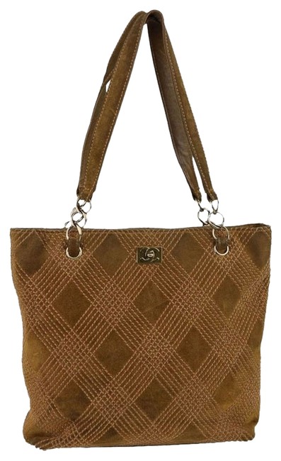 Chanel Stitched Tan Suede Tote