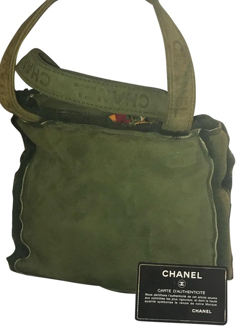 Chanel W Suede &amp; Shearling WDustbag Green Tote