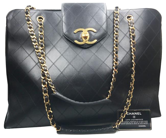 Chanel Supermodel Black Leather Tote