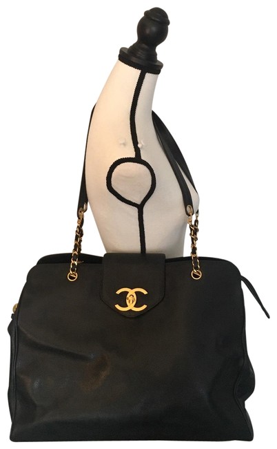 Chanel Supermodel Jumbo ToteWeekender Black Leather Tote