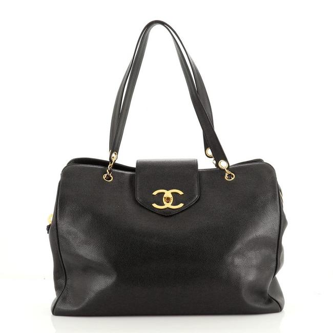 Chanel Supermodel Vintage Weekender Caviar Large Black Leather Tote