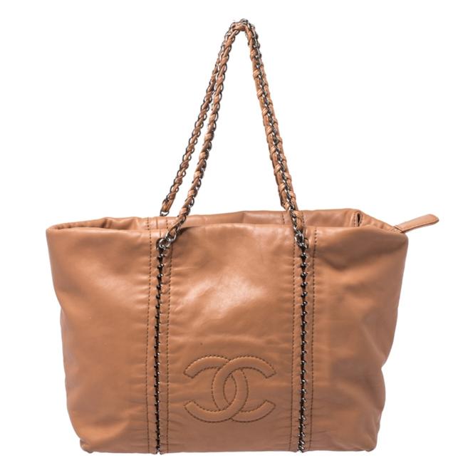 Chanel Tan Medium Modern Chain Brown Leather Tote