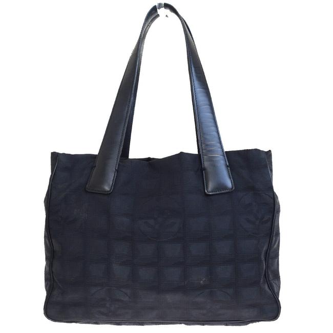 Chanel Timeless Bag Printed Logo Black Canvas Tote