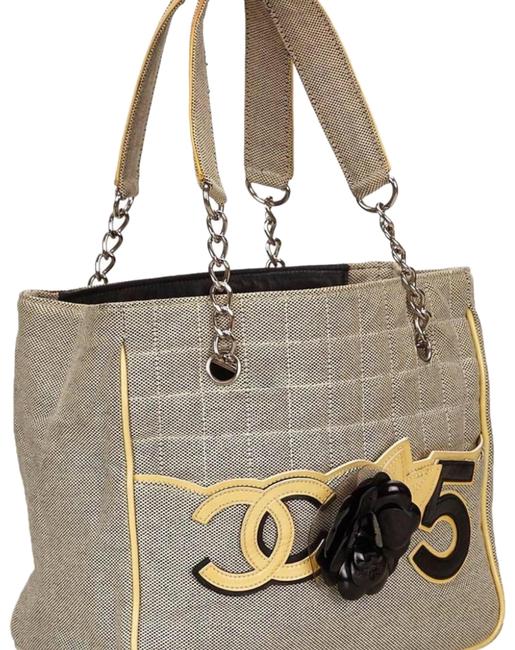 Chanel Timeless Camelia Black and Yellow Coated Canvas Tote