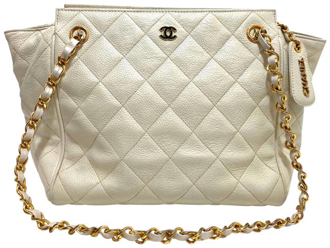 Chanel Timeless Caviar Petit White Leather Tote