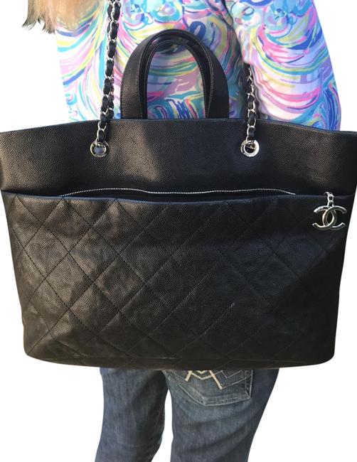 Chanel Timeless Cc Pocket Caviar Black Leather Tote