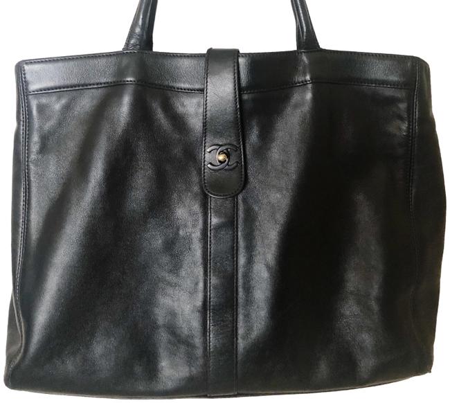 Chanel Timeless Cerf Black Lambskin Leather Tote
