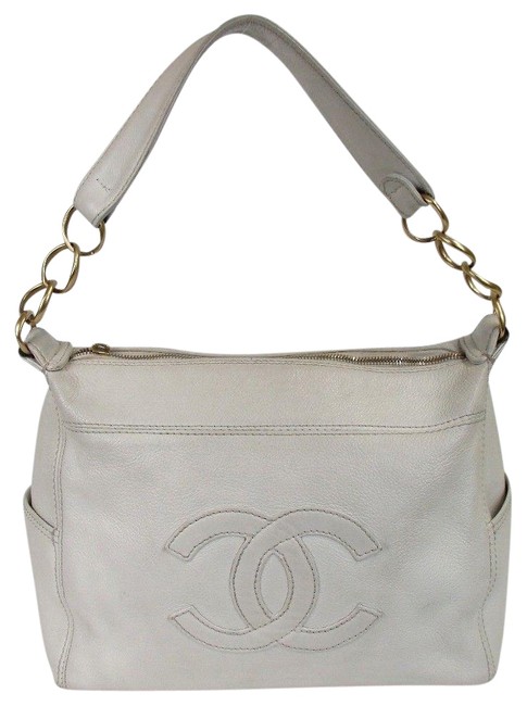 Chanel Timeless Coco Mark White Calfskin Leather Tote