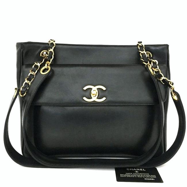 Chanel Timeless Lamb Skin Cc Logo Noir Tote